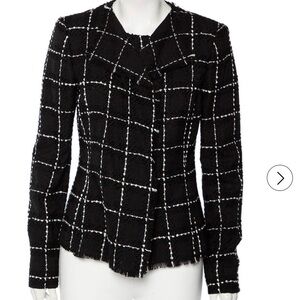 Oscar de la Renta Black and White Grid Blazer and Skirt set.